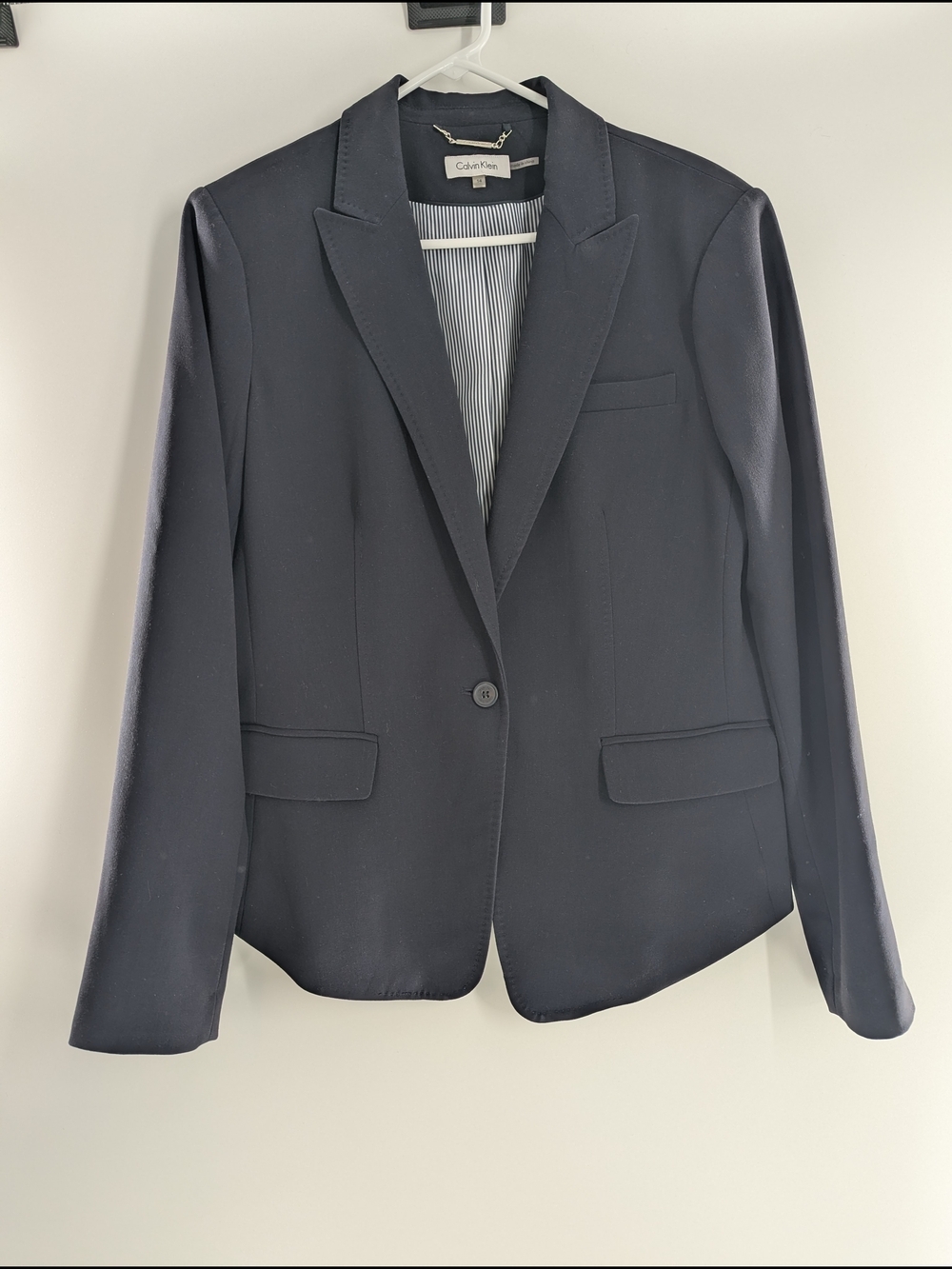 Calvin Klein Blazer Jacket Suit 14 Office Navy Blue Women's Professional Career